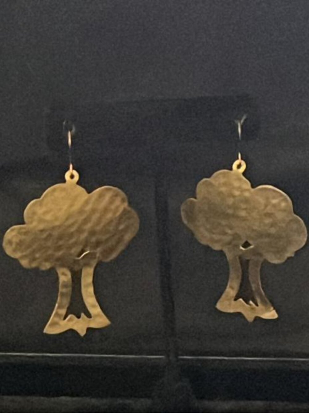 Hammered Brass Tone Tree Earrings